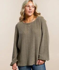 Daytrip Bubble Knit Top Olive Best