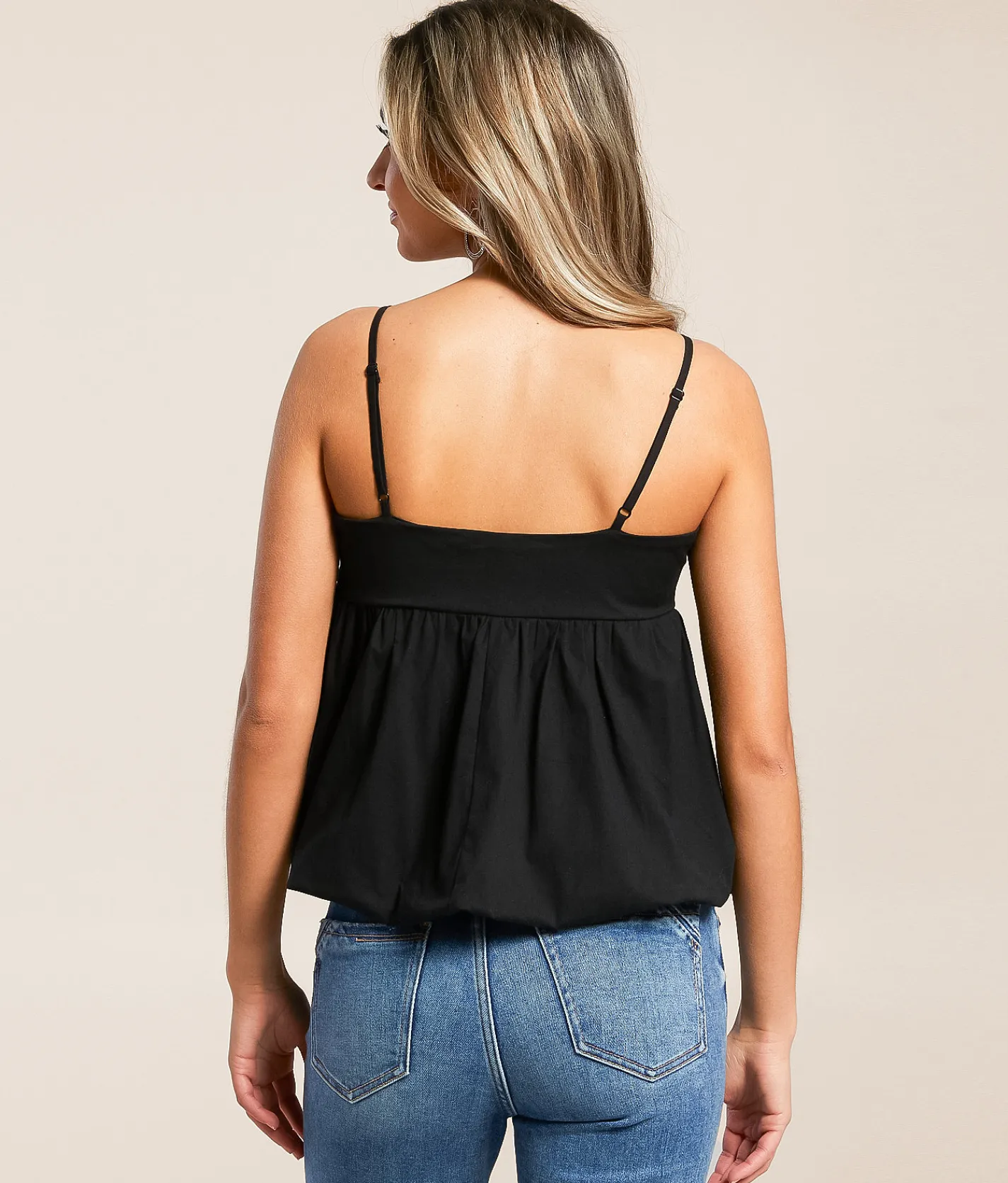 Willow & Root Bubble Tank Top Black Best