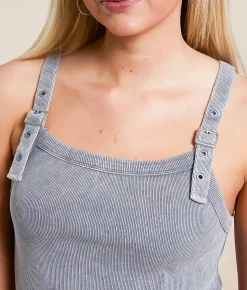 Tops | Gilded Intent Buckle Strap Tank Top Grey