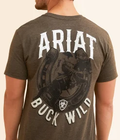 Ariat Buck Wild T-Shirt Brown Heather Discount
