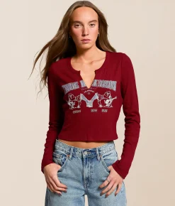 Tops | True Religion Buddha Cropped T-Shirt Biking Red