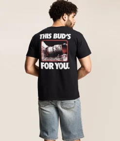 Junkfood Budwiser This Buds For You T-Shirt Black Clearance