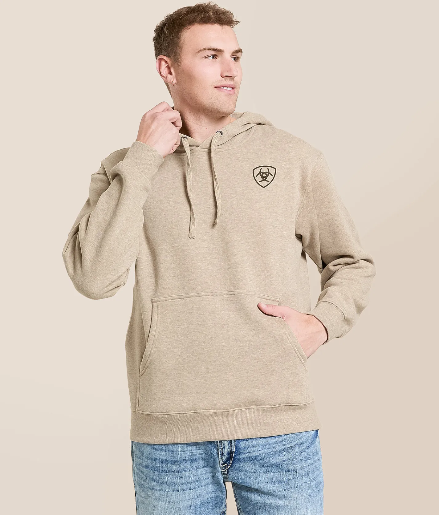 Tops | Ariat Bull Roper Stamp Hooded Sweatshirt Brindle Heather