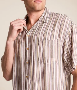 Tops | Brixton Bunker Twisted Striped Shirt Robust Red