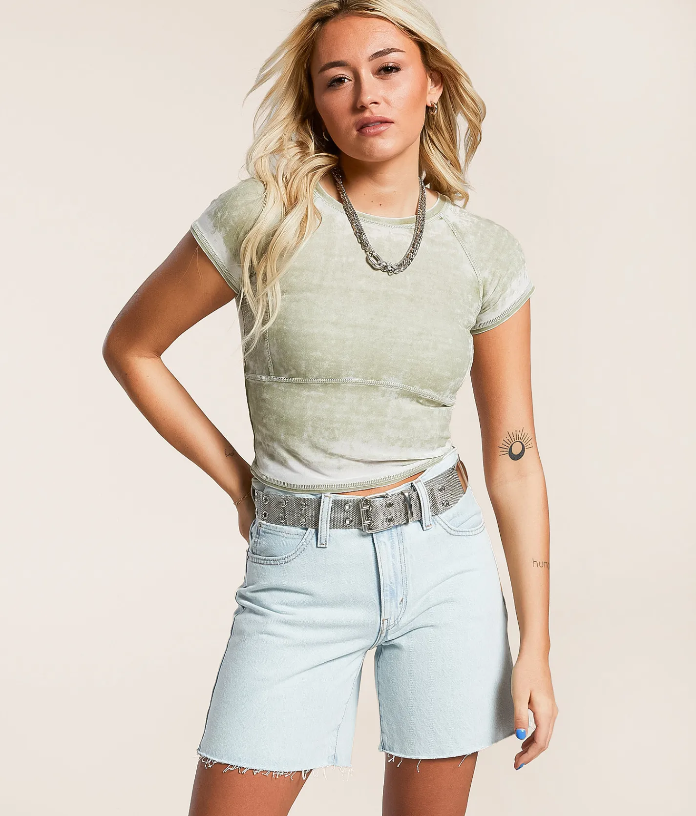 Tops | Gilded Intent Burnout Cropped Top Oil Green