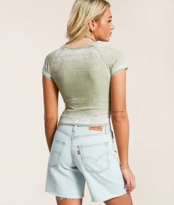 Tops | Gilded Intent Burnout Cropped Top Oil Green