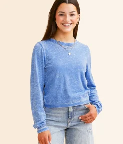 Tops | FITZ + EDDI Burnout Cropped Top Strong Blue
