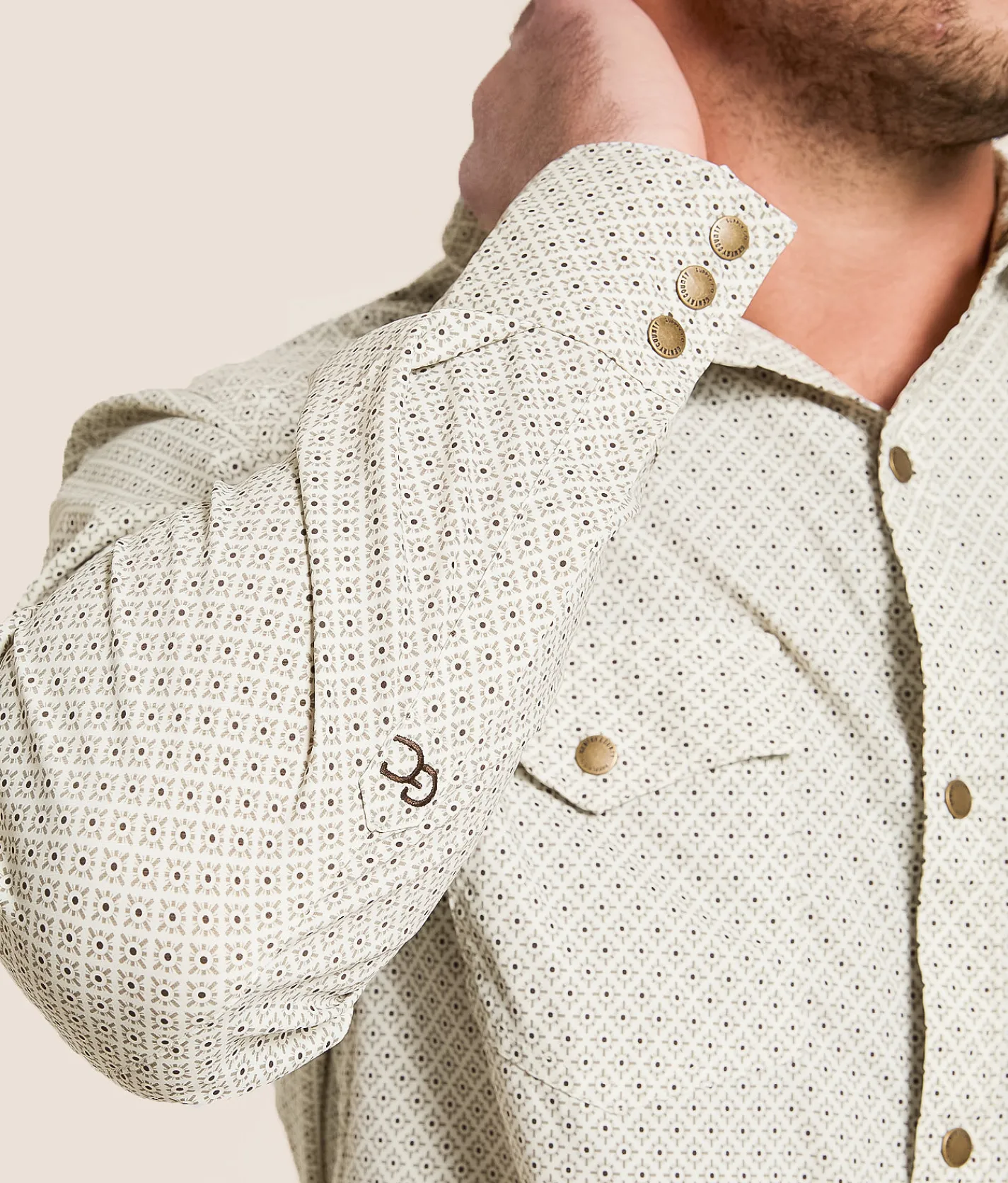 Tops | Gentry County Burst Standard Shirt Cream Tan