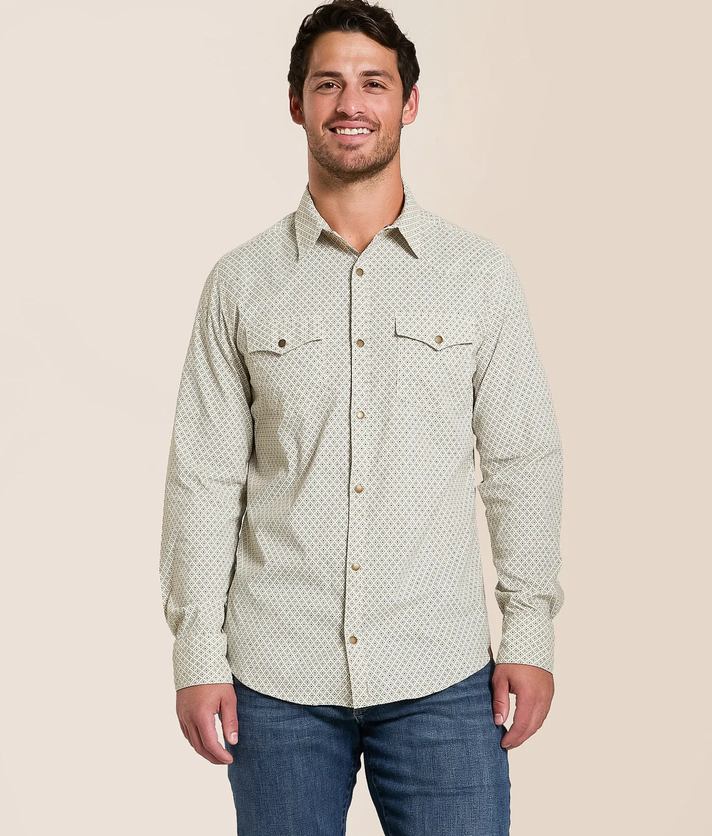 Tops | Gentry County Burst Standard Shirt Cream Tan