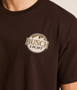Junkfood Busch Light Antlers T-Shirt Dark Chocolate Discount