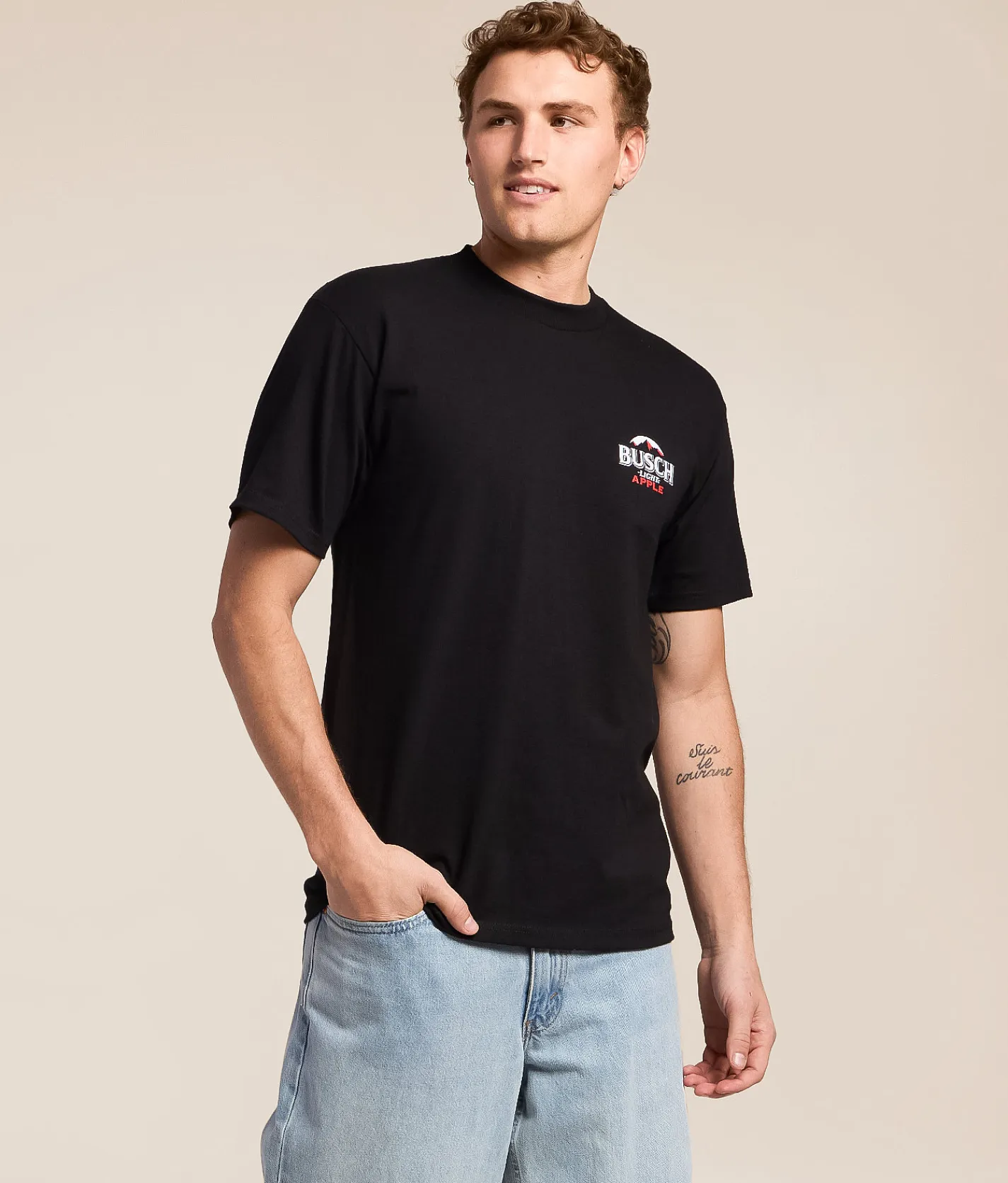 Brew City Busch Light Apple T-Shirt Black Outlet