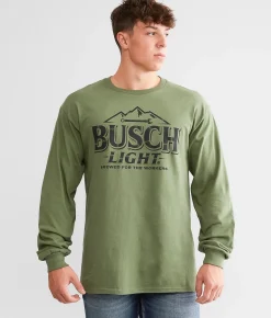 Brew City Busch Light Blue Collar T-Shirt Military Green Sale