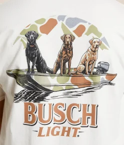 Tops|Graphic T-Shirts | JEDCo Busch Light Boat Dogs T-Shirt Natural