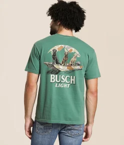 JEDCo Busch Light Boat Dogs T-Shirt Light Green