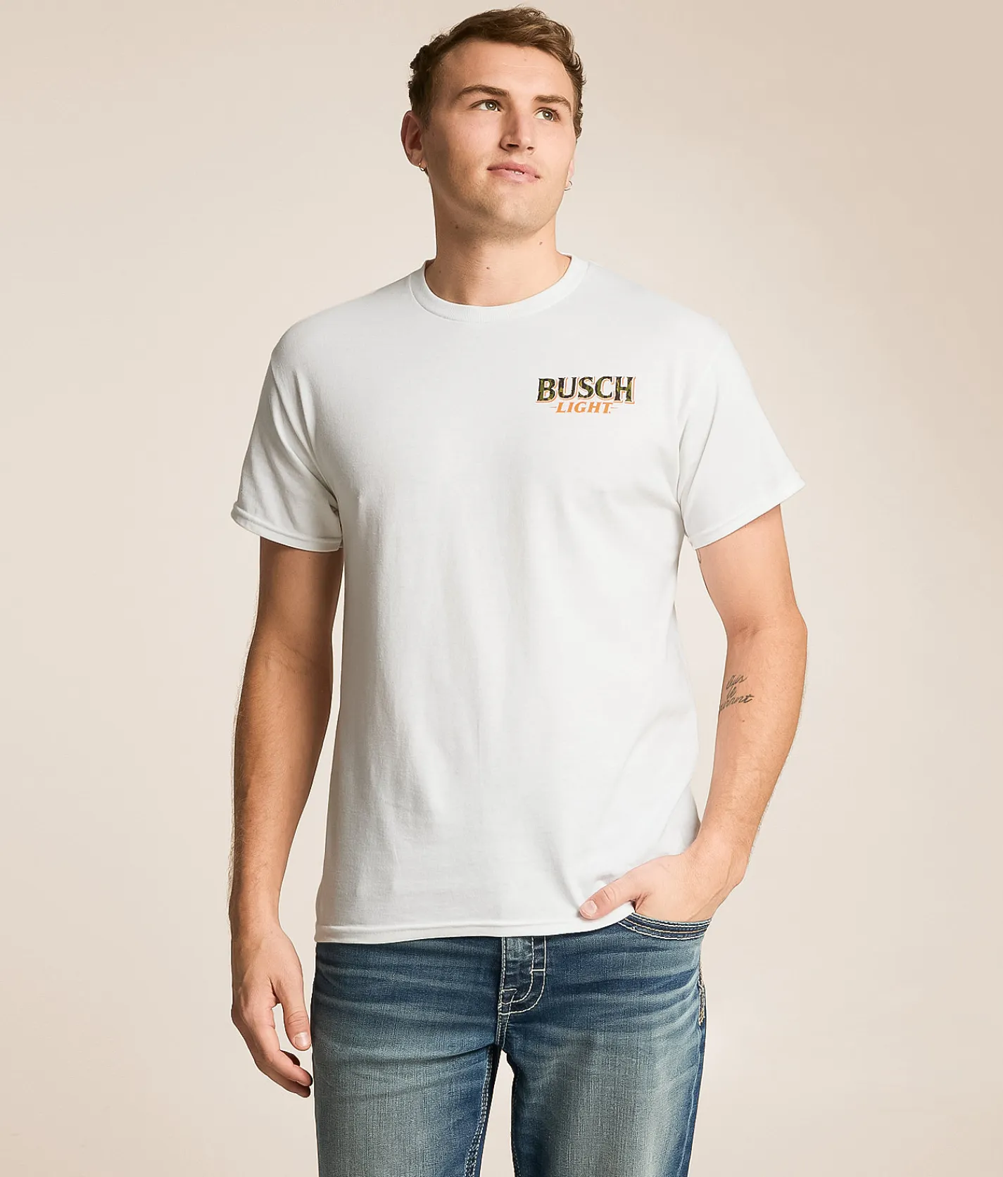 Tops | JEDCo Busch Light Branded Camo T-Shirt White
