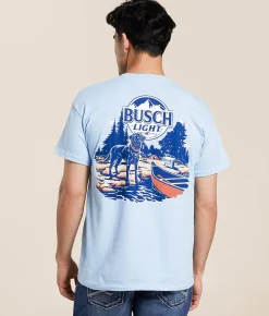JEDCo Busch Light Camp Dog T-Shirt Light Blue Discount