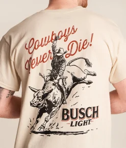 JEDCo Busch Light Cowboys Never Die T-Shirt Natural Outlet