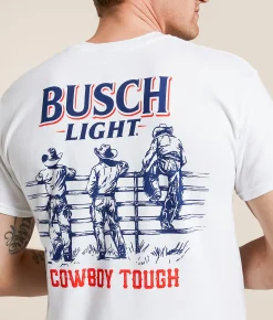 JEDCo Busch Light Cowboy Tough T-Shirt White Sale