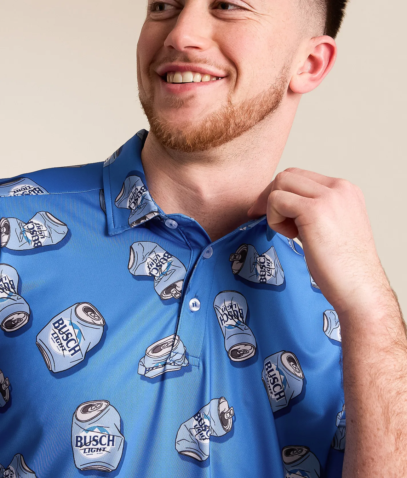 Tropical Bros. Busch Light Crushed Cans Polo Blue Discount
