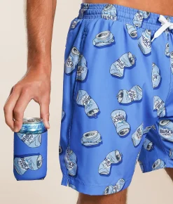 Tropical Bros Busch Light® Crushed Can Swim Trunks Blue