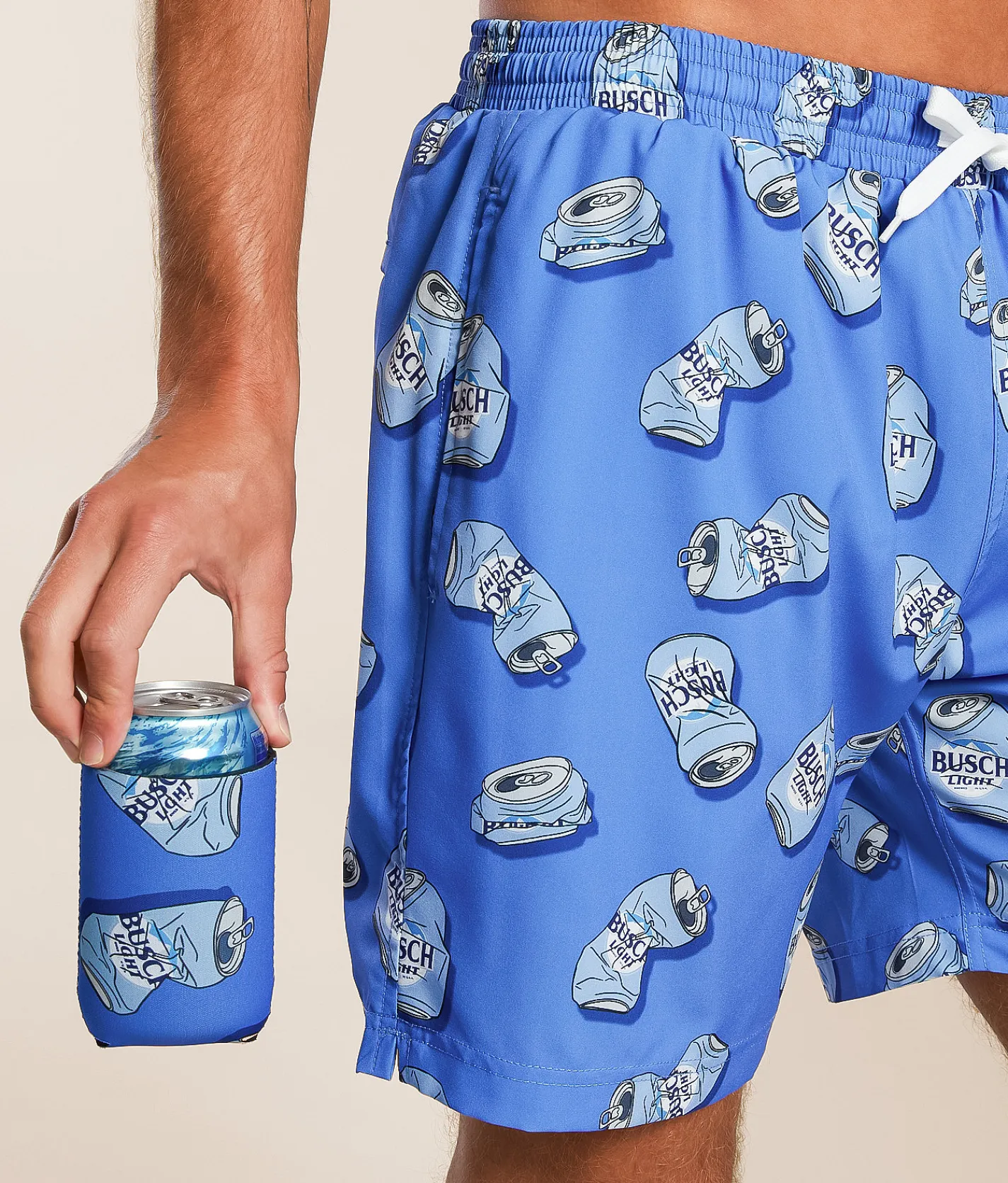 Tropical Bros Busch Light® Crushed Can Swim Trunks Blue