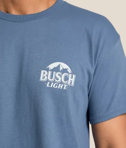 Tops|Graphic T-Shirts | Brew City Busch Light Docked T-Shirt Indigo Blue