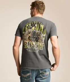 Graphic T-Shirts | JEDCo Busch Light Dogs In Blind T-Shirt Pepper