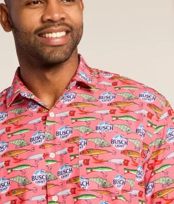 Tropical Bros. Busch Light Fishing Lures Stretch Shirt Coral Discount