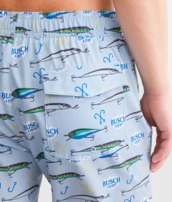 Bottoms|Swimwear | Tipsy Elves Busch Light® Fishing Swim Trunks Blue