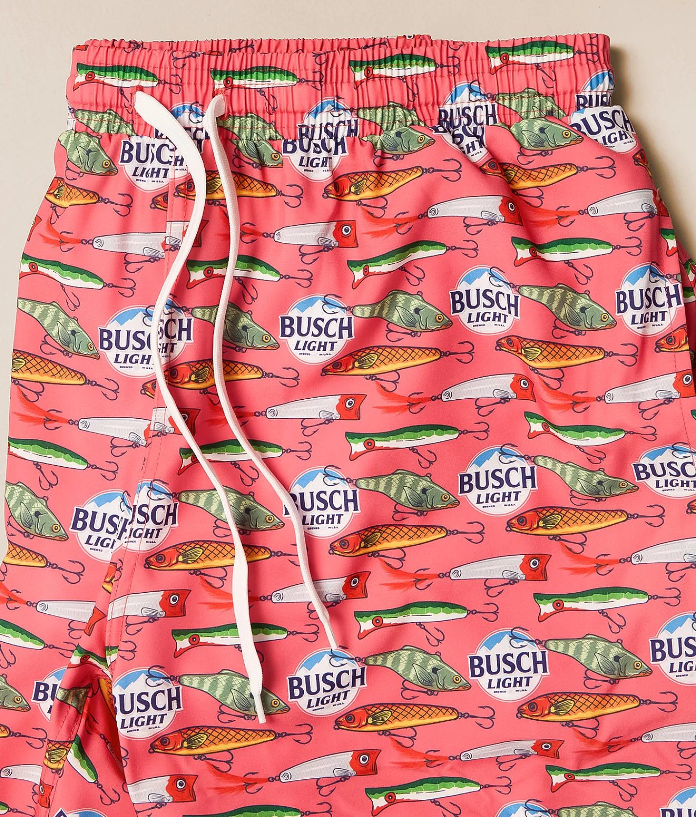 Tropical Bros. Busch Light Fish Lures Stretch Swim Trunks Coral Best