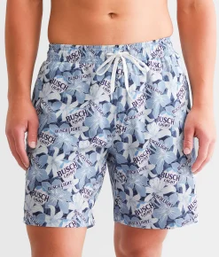 Tropical Bros Busch Light® Floral Stretch Swim Trunks Blue New