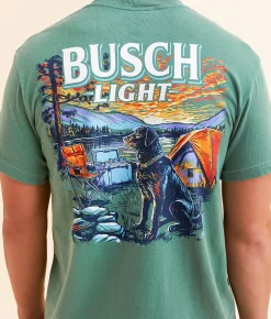 JEDCo Busch Light Lake Dog T-Shirt Light Green Sale