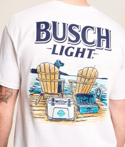 JEDCo Busch Light Lake T-Shirt White New