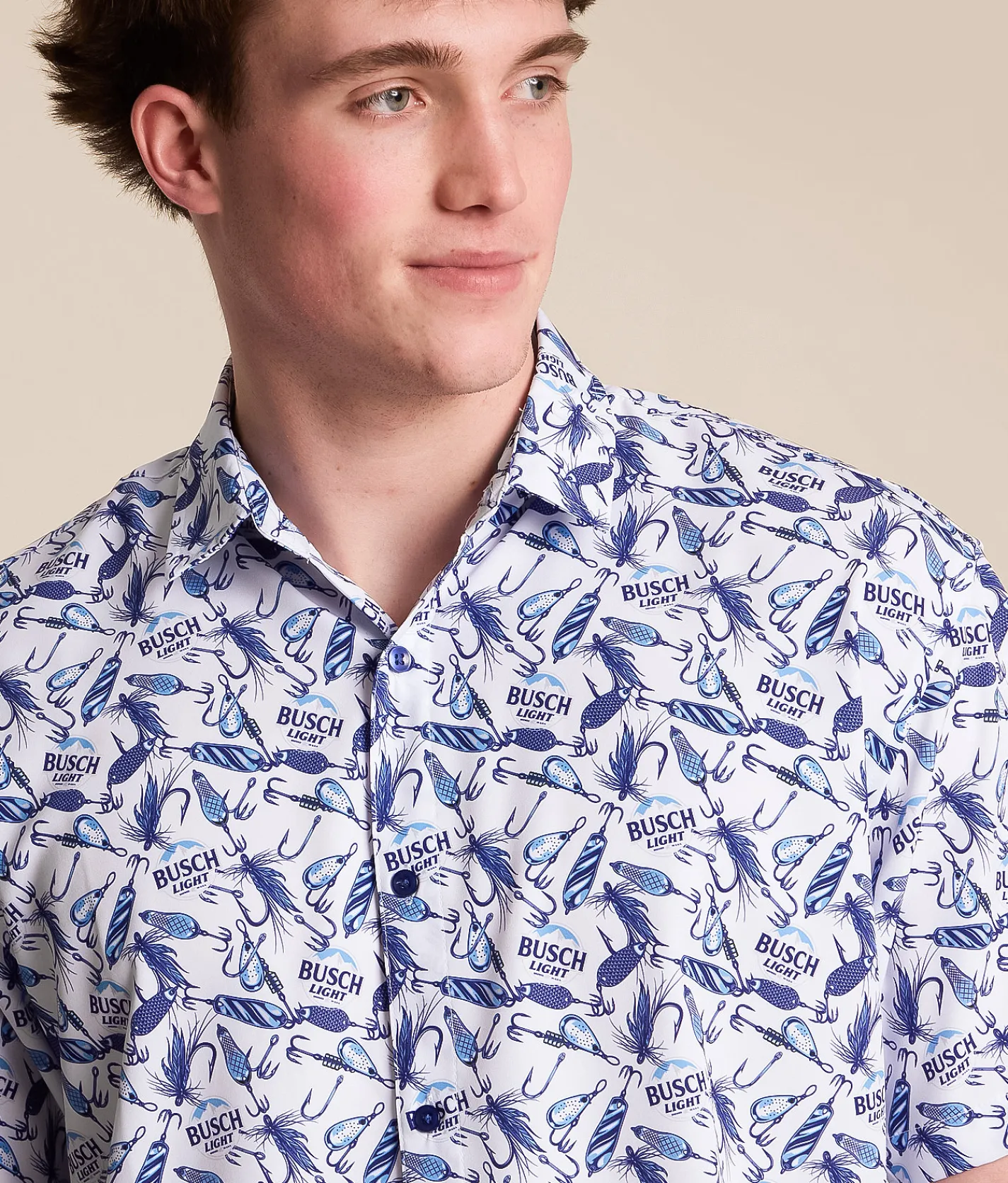 Tropical Bros. Busch Light Lures Stretch Shirt White Best