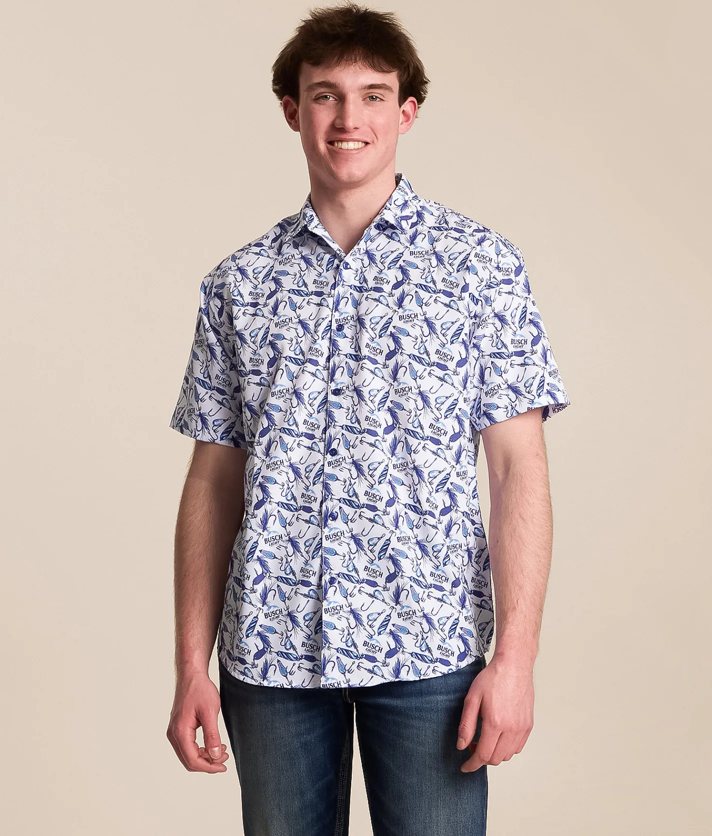 Tropical Bros. Busch Light Lures Stretch Shirt White Best