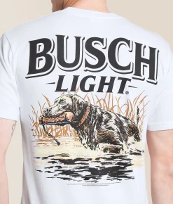 Tops|Graphic T-Shirts | JEDCo Busch Light Marsh Lab T-Shirt White