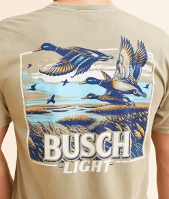 Graphic T-Shirts | JEDCo Busch Light Marsh T-Shirt Khaki