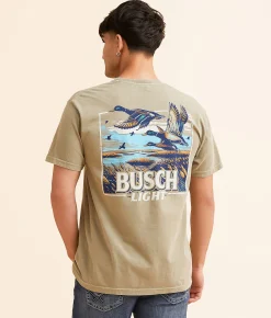 Graphic T-Shirts | JEDCo Busch Light Marsh T-Shirt Khaki