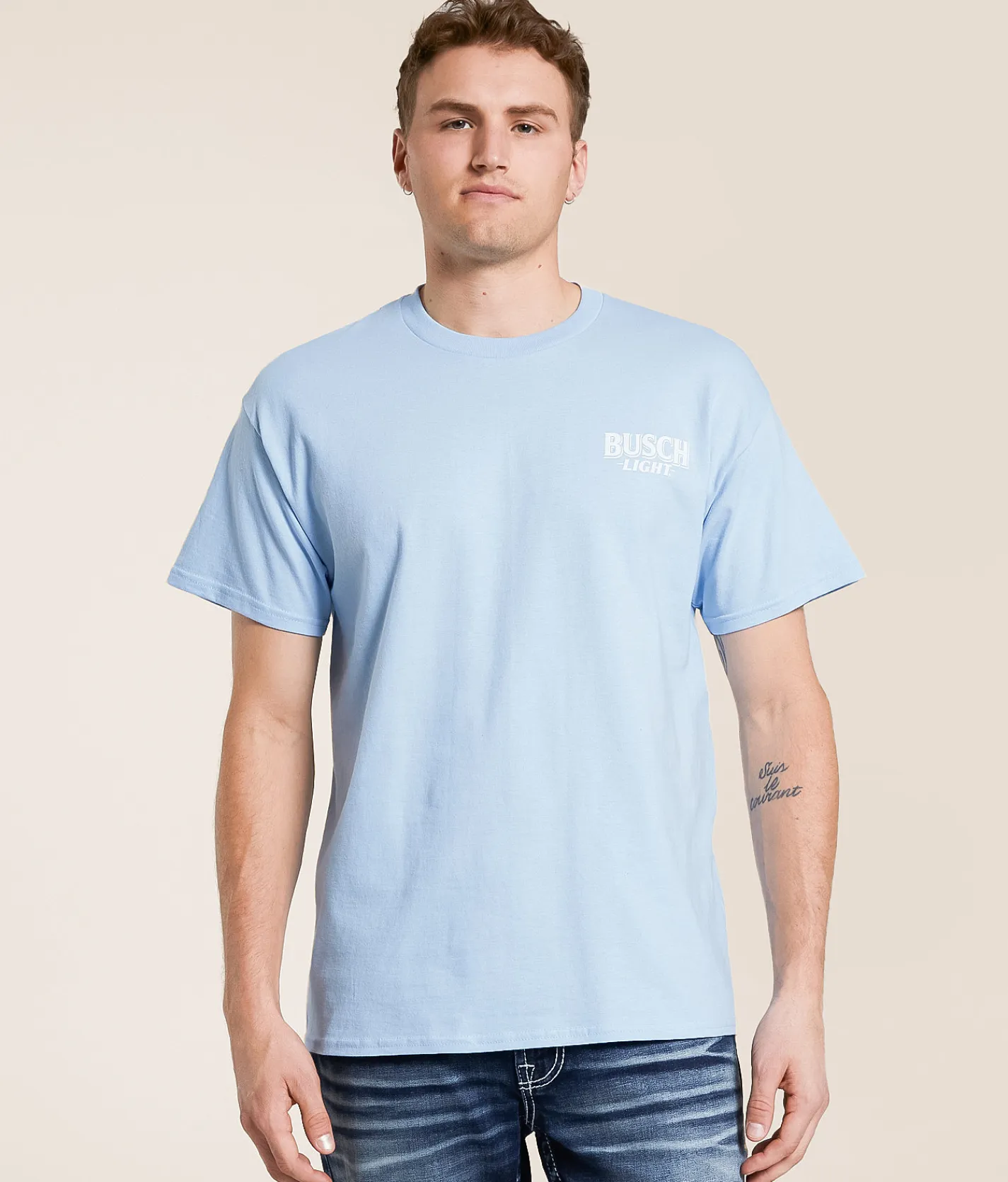 Graphic T-Shirts | JEDCo Busch Light Measuring Tape T-Shirt Light Blue