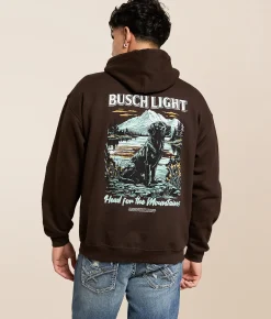 JEDCo Busch Light Mountain Lab Hooded Sweatshirt Dark Chocolate
