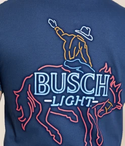 JEDCo Busch Light Neon Cowboy T-Shirt Blue Dusk Best