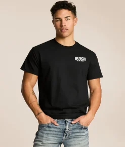 Tops|Graphic T-Shirts | JEDCo Busch Light Neon Hat & Horns T-Shirt Black