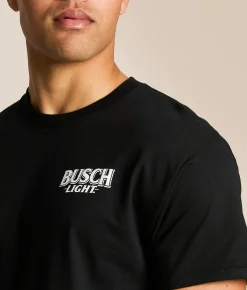 Tops|Graphic T-Shirts | JEDCo Busch Light Neon Hat & Horns T-Shirt Black