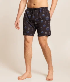 Bottoms|Swimwear | Tropical Bros. Busch Light Neon Stretch Swim Trunks Black