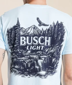 Graphic T-Shirts | JEDCo Busch Light One Color T-Shirt Chambray