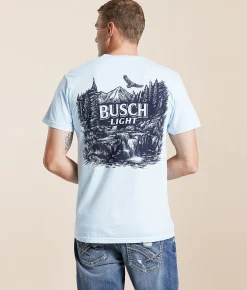 Graphic T-Shirts | JEDCo Busch Light One Color T-Shirt Chambray