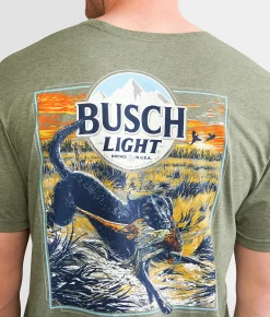 JEDCo Busch Light Pheasant Field T-Shirt Heather Military Green Outlet
