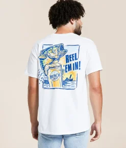 Tops|Graphic T-Shirts | JEDCo Busch Light Reel In T-Shirt White