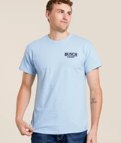 Tops|Graphic T-Shirts | JEDCo Busch Light Reel Ones T-Shirt Light Blue