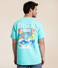 Tops|Graphic T-Shirts | JEDCo Busch Light Retro Fly Fishing T-Shirt Chalky Mint